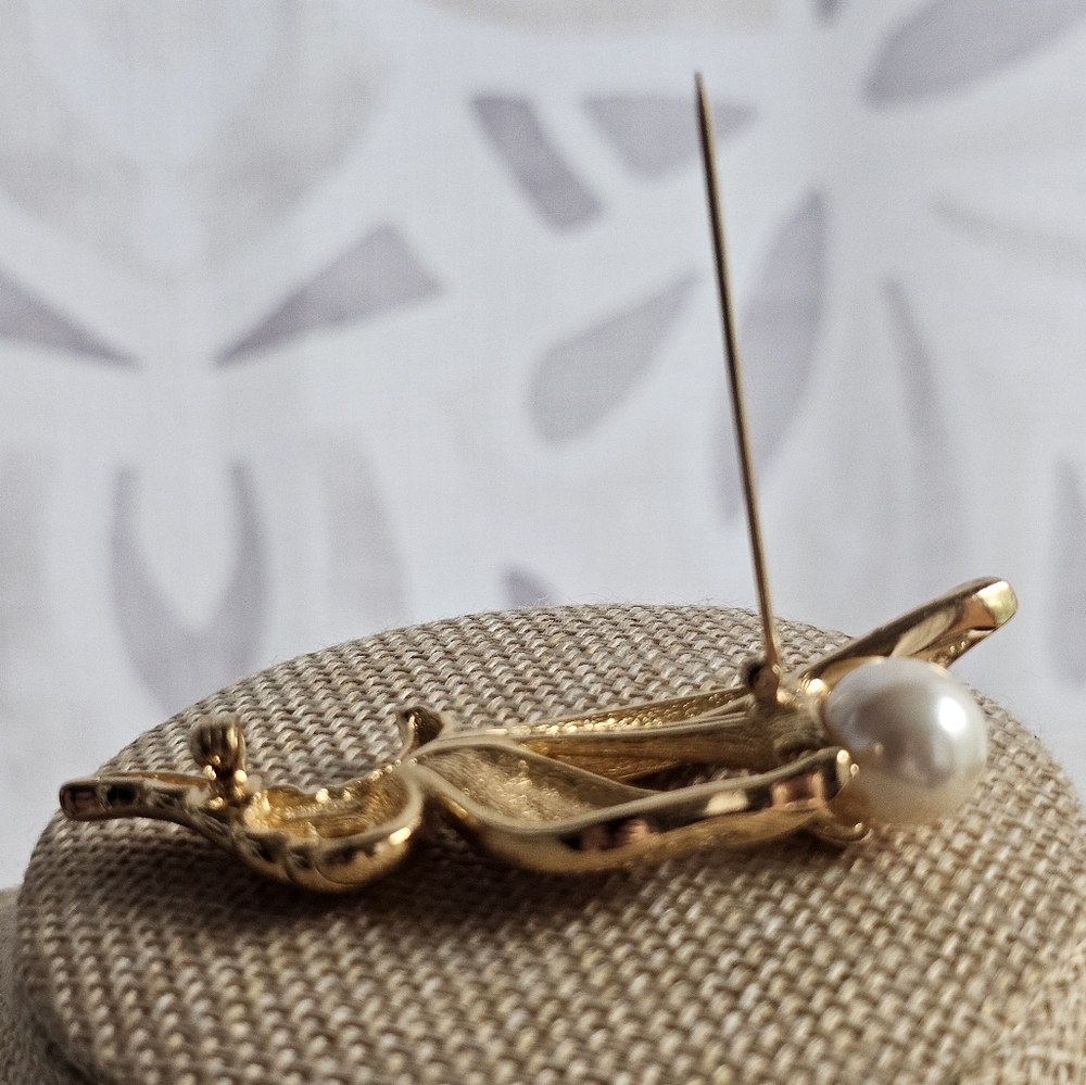 Vintage Dior Floral Pearl and Rhinstone Brooch - Picture 11 of 11